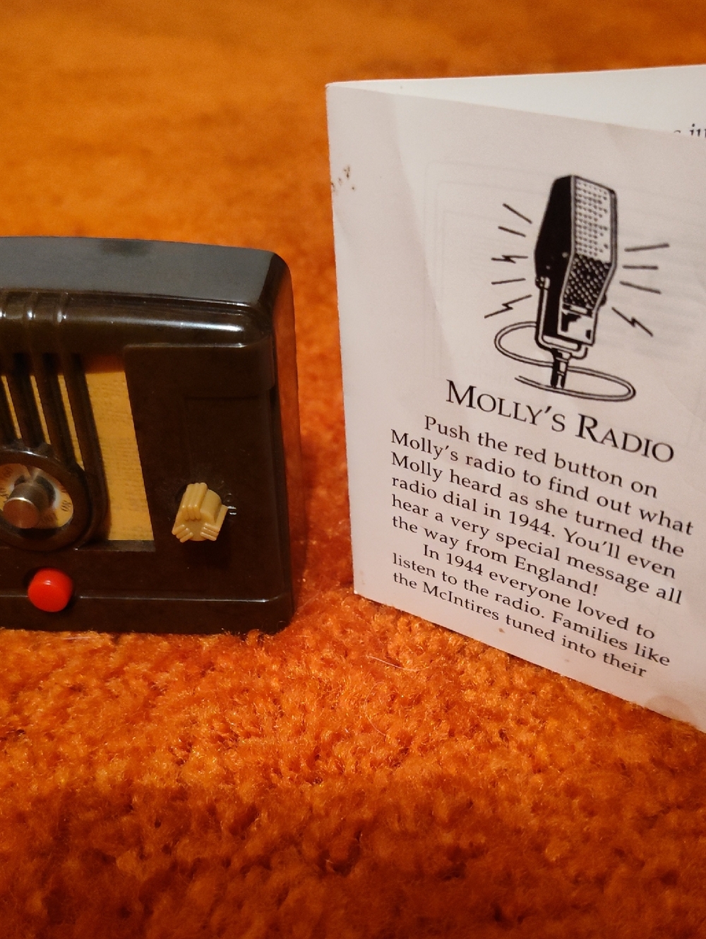 American Girl Brown Vintage Style Toy Radio with Red Button